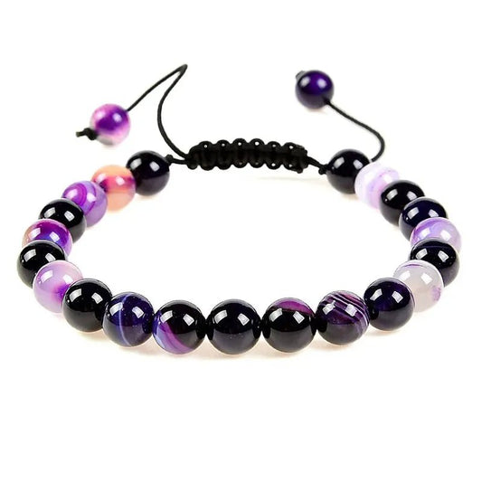 Purple Agate Crystal Beaded Bracelet - Zivai